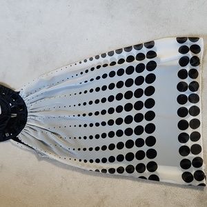 Heart and Soul Trapeze Black and White Polka Dot Dress - Medium